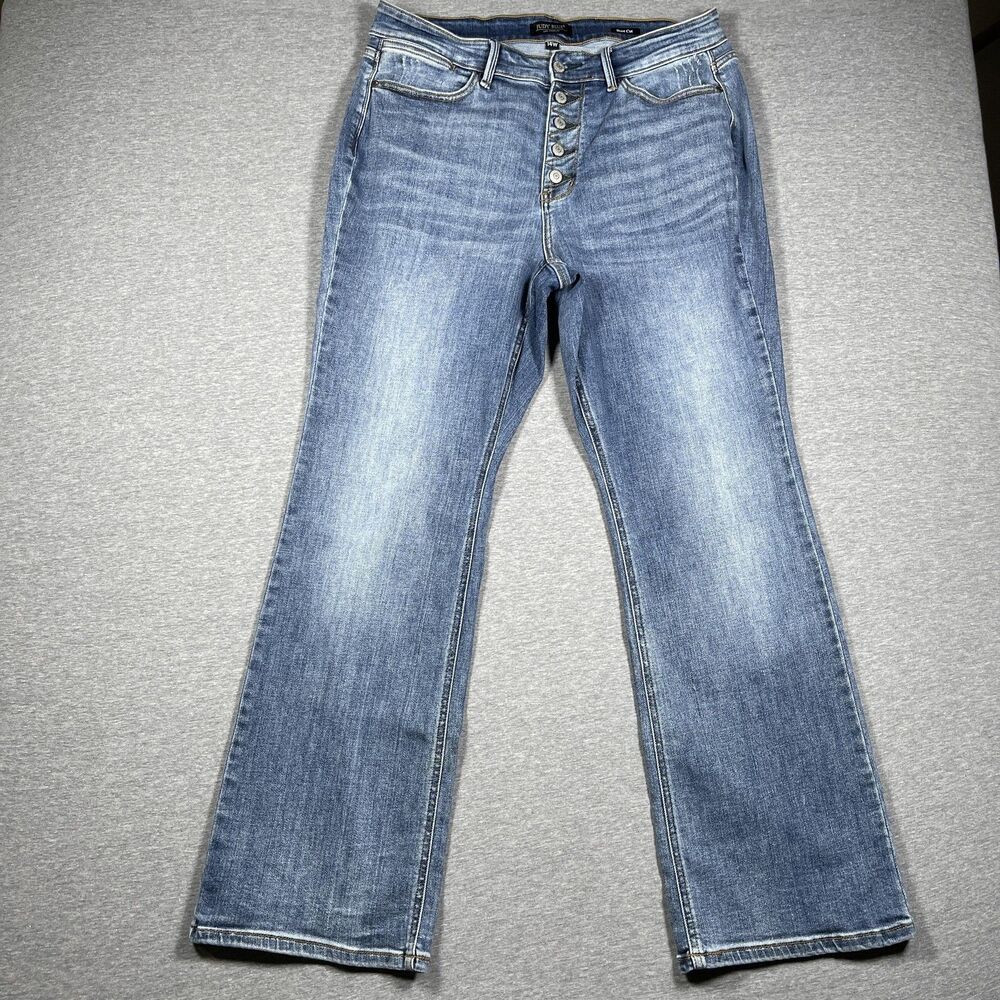 Judy Blue Bootcut Jeans Womens 14W Blue High Rise Stretch Denim Button Fly